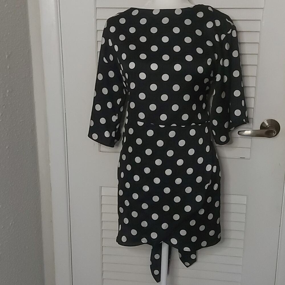 Boohoo Polka Dot Black/White Tie Waist Dress 4 Prints Dopamine Coquette Girl